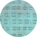 Round Abstract Light Blue Modern Rug, abs5229lblu