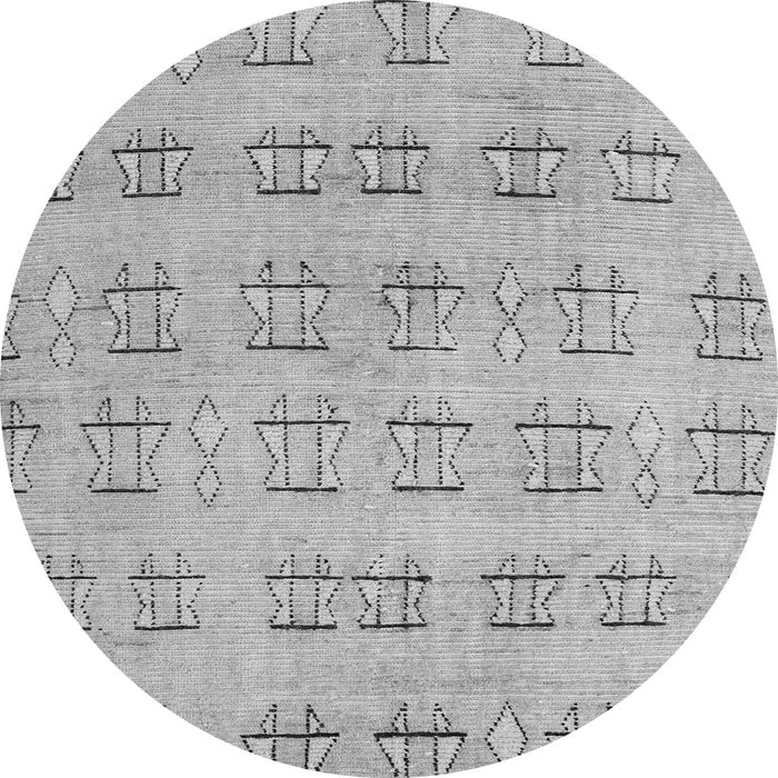 Round Machine Washable Abstract Gray Modern Rug, wshabs5229gry