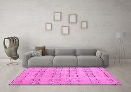 Machine Washable Abstract Pink Modern Rug in a Living Room, wshabs5229pnk