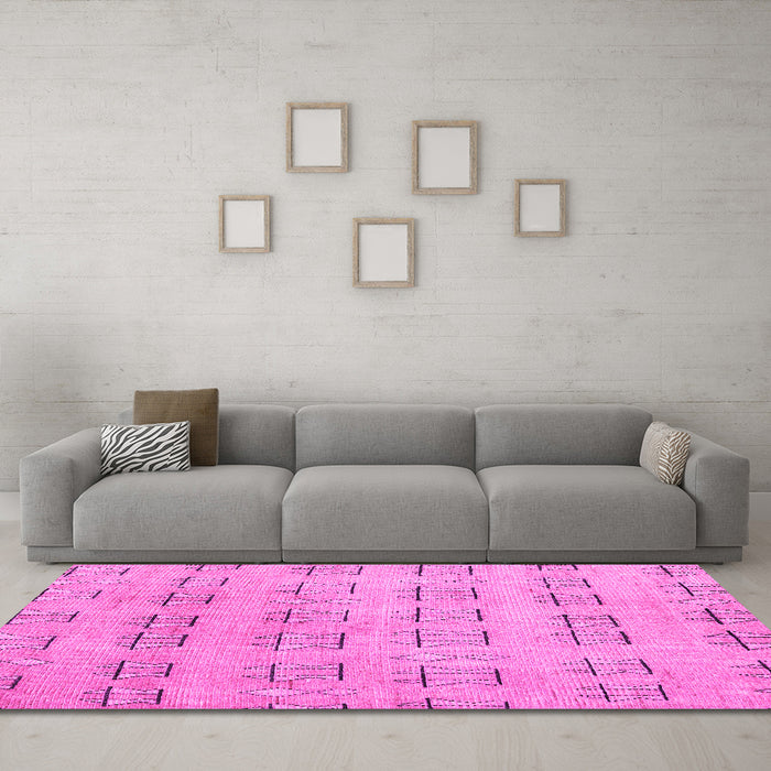 Machine Washable Abstract Pink Modern Rug in a Living Room, wshabs5229pnk