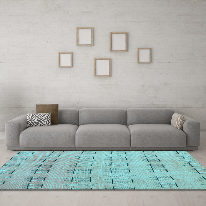 Machine Washable Abstract Light Blue Modern Rug in a Living Room, wshabs5229lblu