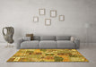 Machine Washable Southwestern Yellow Country Rug in a Living Room, wshabs522yw