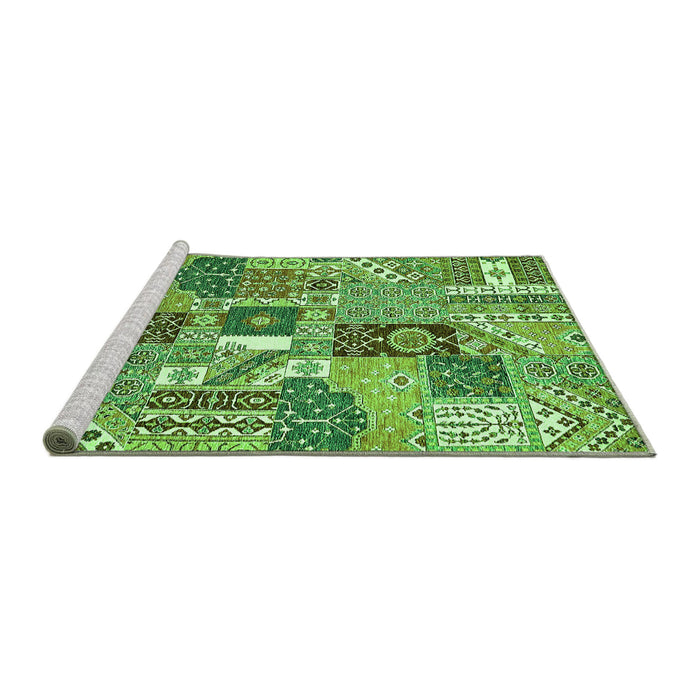 Sideview of Machine Washable Southwestern Green Country Area Rugs, wshabs522grn