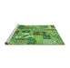 Sideview of Machine Washable Southwestern Green Country Area Rugs, wshabs522grn