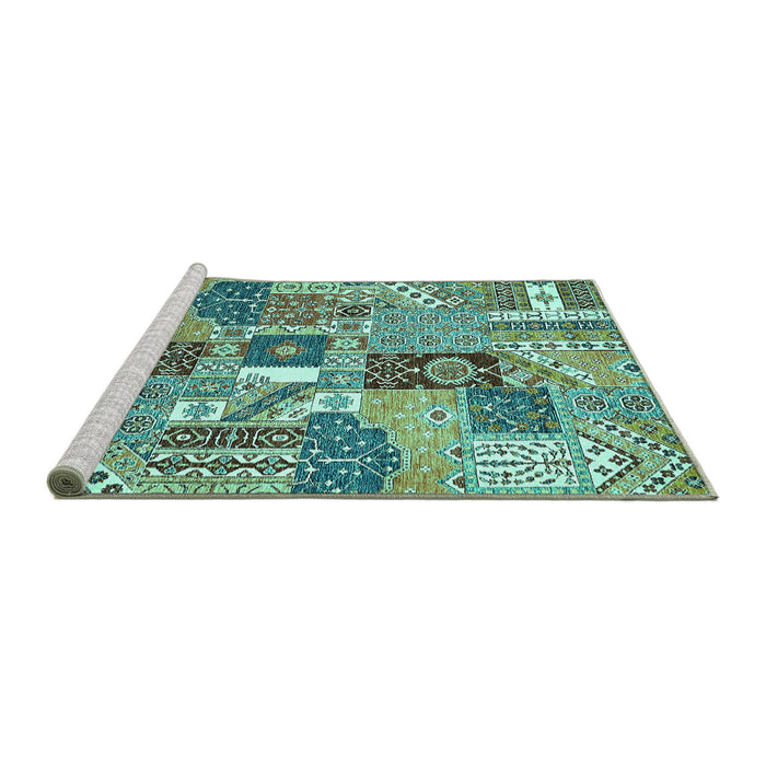 Sideview of Machine Washable Southwestern Turquoise Country Area Rugs, wshabs522turq