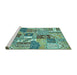 Sideview of Machine Washable Southwestern Turquoise Country Area Rugs, wshabs522turq