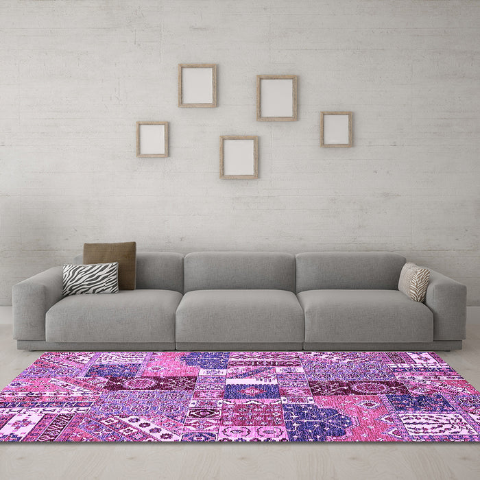 Machine Washable Southwestern Purple Country Area Rugs in a Living Room, wshabs522pur