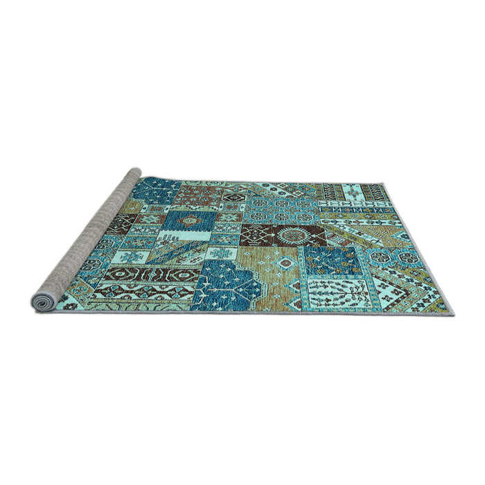 Sideview of Machine Washable Southwestern Light Blue Country Rug, wshabs522lblu