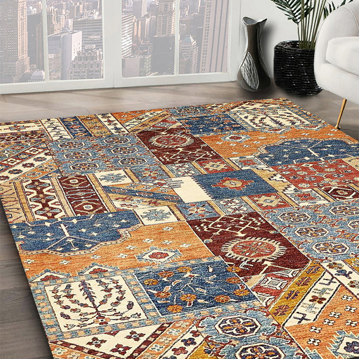 Machine Washable Abstract Red Brown Rug in a Family Room, wshabs522