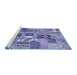 Sideview of Machine Washable Southwestern Blue Country Rug, wshabs522blu