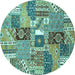 Round Southwestern Turquoise Country Rug, abs522turq