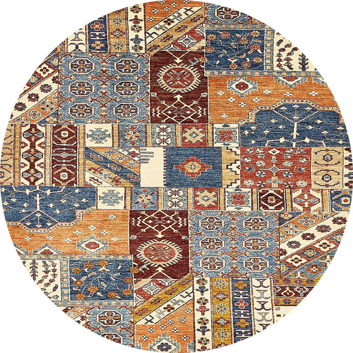 Round Machine Washable Abstract Red Brown Rug, wshabs522