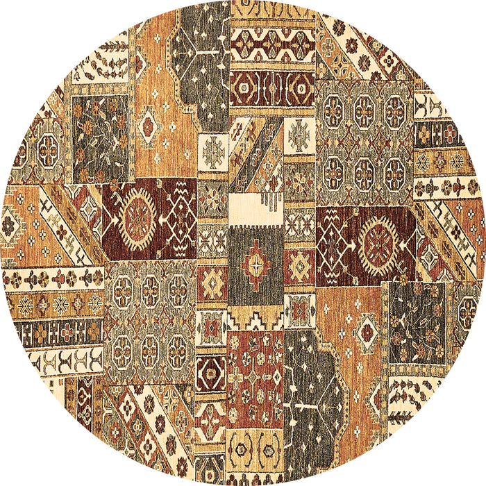 Round Machine Washable Southwestern Brown Country Rug, wshabs522brn