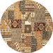 Round Machine Washable Southwestern Brown Country Rug, wshabs522brn