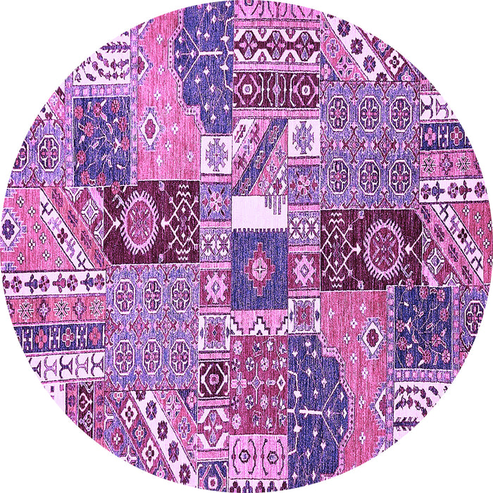 Round Machine Washable Southwestern Purple Country Area Rugs, wshabs522pur