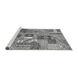 Sideview of Machine Washable Southwestern Gray Country Rug, wshabs522gry