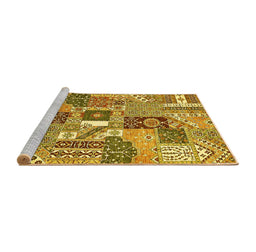 Sideview of Machine Washable Southwestern Yellow Country Rug, wshabs522yw