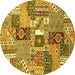 Round Machine Washable Southwestern Yellow Country Rug, wshabs522yw