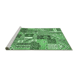 Sideview of Machine Washable Southwestern Emerald Green Country Area Rugs, wshabs522emgrn