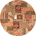 Round Machine Washable Southwestern Orange Country Area Rugs, wshabs522org