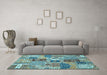 Machine Washable Southwestern Light Blue Country Rug in a Living Room, wshabs522lblu