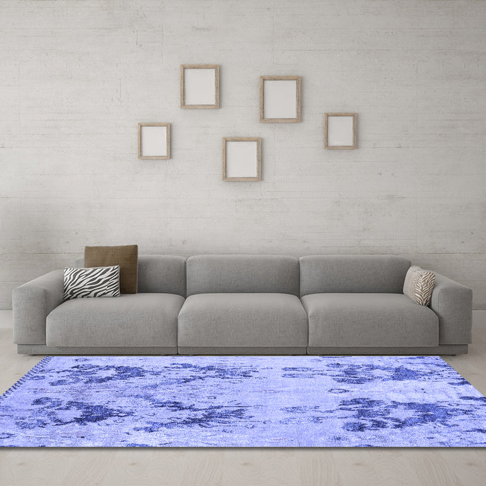 Machine Washable Abstract Blue Modern Rug in a Living Room, wshabs5230blu