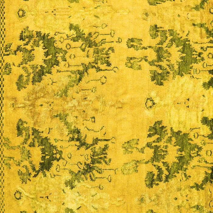 Square Machine Washable Abstract Yellow Modern Rug, wshabs5230yw