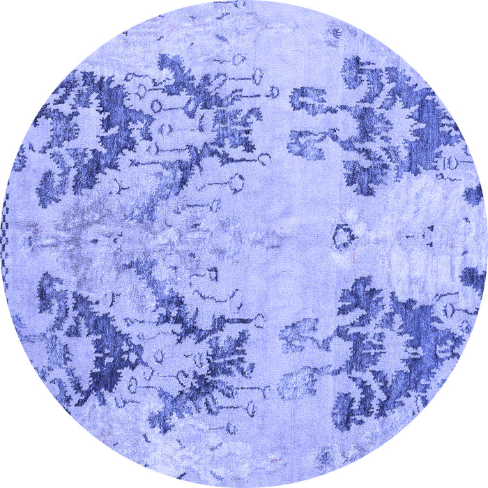 Round Machine Washable Abstract Blue Modern Rug, wshabs5230blu