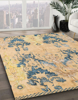 Machine Washable Abstract Dark Almond Brown Rug in a Family Room, wshabs5230