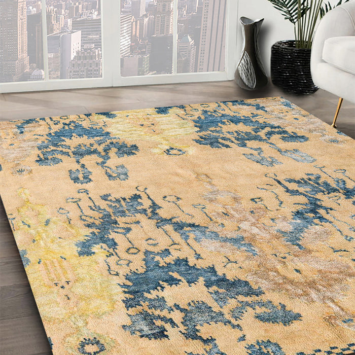 Machine Washable Abstract Dark Almond Brown Rug in a Family Room, wshabs5230