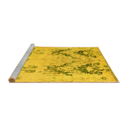 Sideview of Machine Washable Abstract Yellow Modern Rug, wshabs5230yw