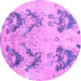 Round Machine Washable Abstract Purple Modern Area Rugs, wshabs5230pur