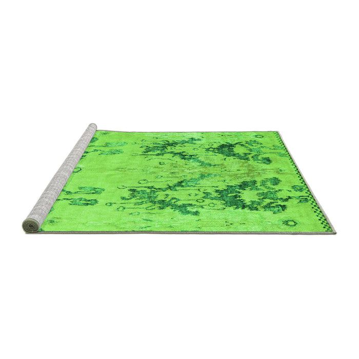 Sideview of Machine Washable Abstract Green Modern Area Rugs, wshabs5230grn