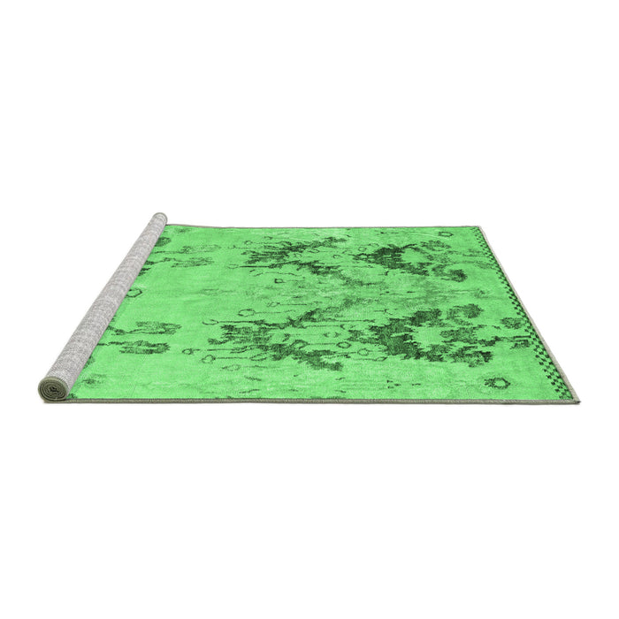 Sideview of Machine Washable Abstract Emerald Green Modern Area Rugs, wshabs5230emgrn