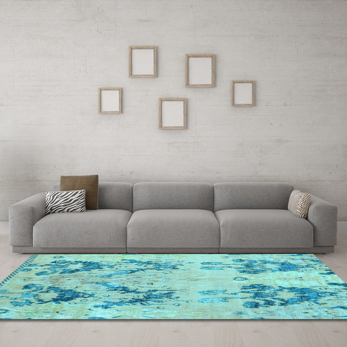 Machine Washable Abstract Light Blue Modern Rug in a Living Room, wshabs5230lblu