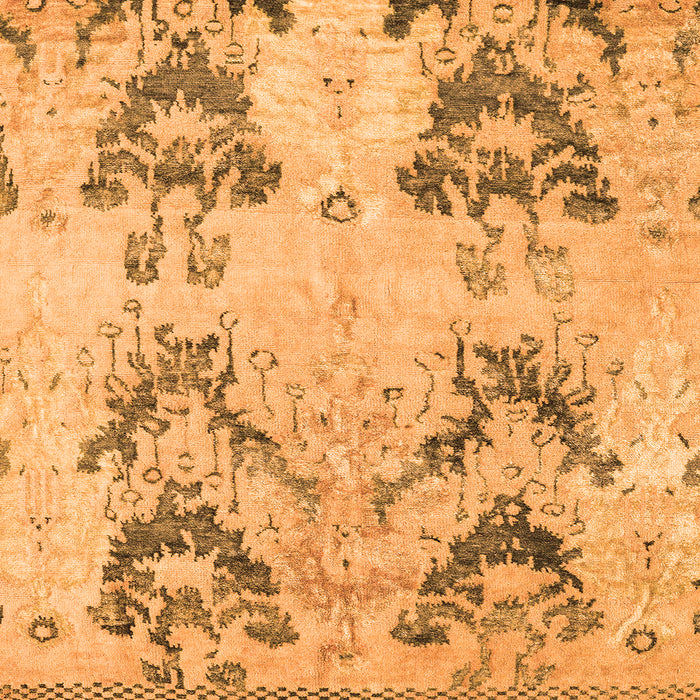 Square Machine Washable Abstract Orange Modern Area Rugs, wshabs5230org