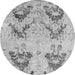 Round Machine Washable Abstract Gray Modern Rug, wshabs5230gry