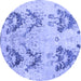 Round Abstract Blue Modern Rug, abs5230blu