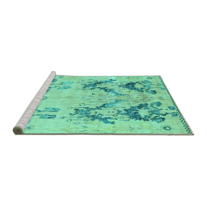 Sideview of Machine Washable Abstract Turquoise Modern Area Rugs, wshabs5230turq