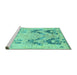 Sideview of Machine Washable Abstract Turquoise Modern Area Rugs, wshabs5230turq