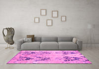 Machine Washable Abstract Pink Modern Rug, wshabs5230pnk