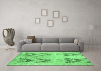 Machine Washable Abstract Emerald Green Modern Rug, wshabs5230emgrn