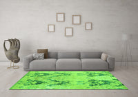 Machine Washable Abstract Green Modern Rug, wshabs5230grn