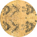 Round Abstract Brown Modern Rug, abs5230brn