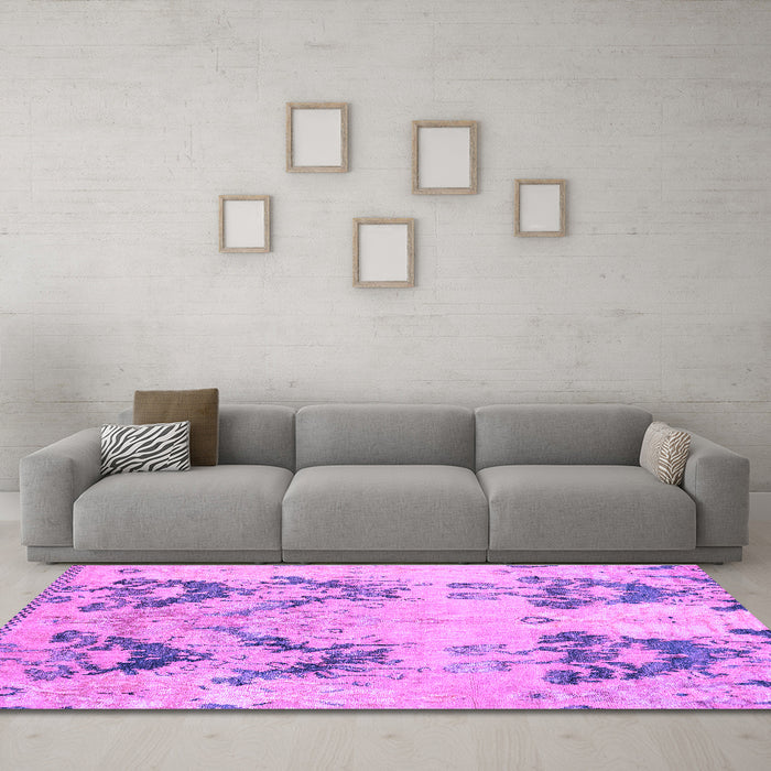 Machine Washable Abstract Purple Modern Area Rugs in a Living Room, wshabs5230pur