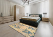 Abstract Dark Almond Brown Modern Rug in a Bedroom, abs5230