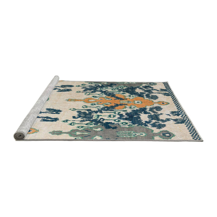 Sideview of Machine Washable Abstract Pale Silver Gray Rug, wshabs5231
