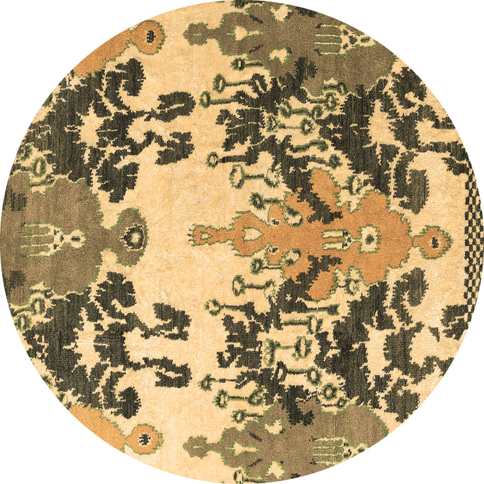Round Machine Washable Abstract Brown Modern Rug, wshabs5231brn