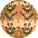 Round Abstract Orange Modern Rug, abs5231org