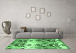 Machine Washable Abstract Emerald Green Modern Area Rugs in a Living Room,, wshabs5231emgrn